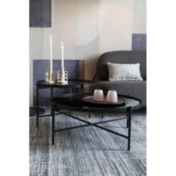 Table Basse Li Double Plateaux Miroir Trempé Noir - Boite à Design -Magasin À Domicile table basse li double plateaux miroir trempe noir boite a design 9