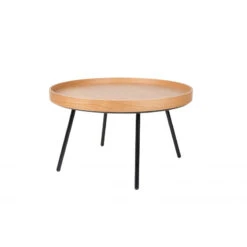 Zuiver Table Basse Ronde Oak Tray à Plateau Mobile 78 Cm - Design
