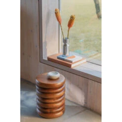 Table D'appoint Bois Empilé Disc - Zuiver -Magasin À Domicile table d appoint bois empile disc zuiver 1