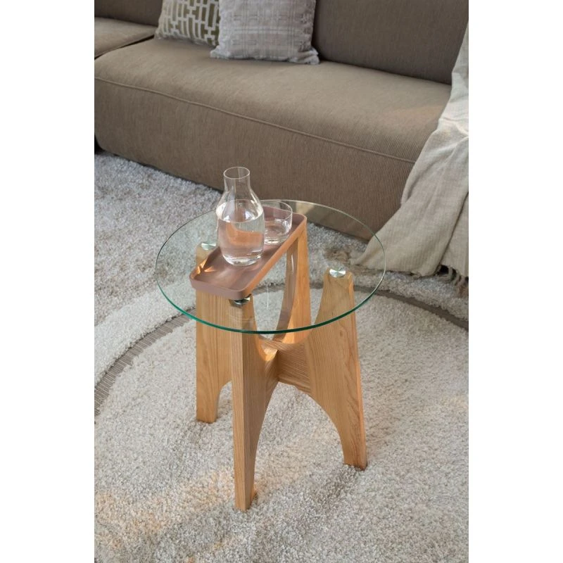 Table D'appoint Ronde Bois Et Verre Kobe - Zuiver 4 Table D'appoint Ronde Bois Et Verre Kobe - Zuiver – Image 2