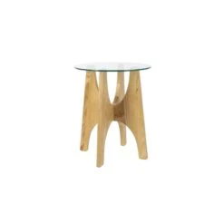 Table D'appoint Ronde Bois Et Verre Kobe - Zuiver
