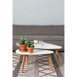 Tables Basses Scandinave DROP Laquée Blanche - Set De 2 -Magasin À Domicile tables basses scandinave drop laquee blanche set de 2 2