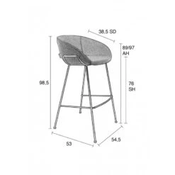 Tabouret De Bar Confort 76cm Feston - Zuiver -Magasin À Domicile tabouret de bar confort 76cm feston zuiver 5
