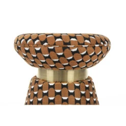 Tabouret Rond En Tissu Géométrique - PIN -Magasin À Domicile tabouret rond tissu geometrique pin 2