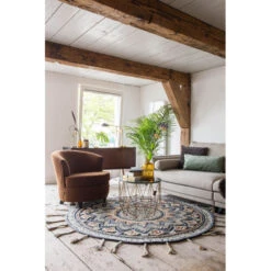 Tapis Rond Ethnique à Frange Pix - Dutchbone -Magasin À Domicile tapis rond ethnique a frange pix dutchbone 6